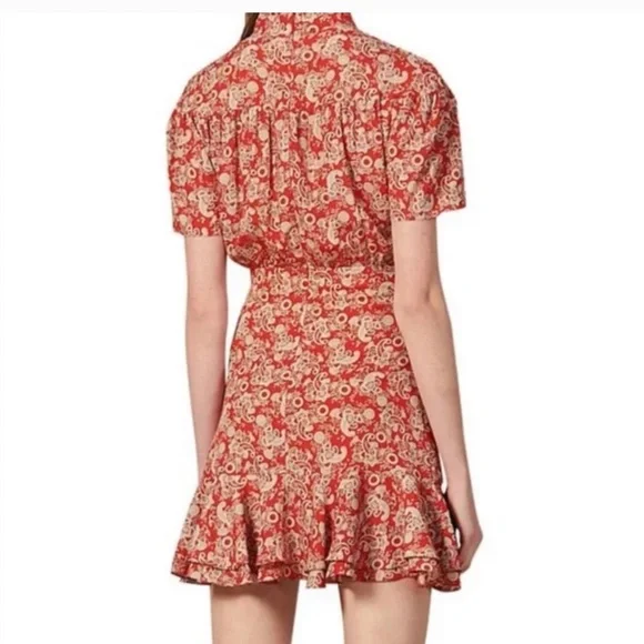 Sandro Lane Paisley Mini Dress Red - Picture 2 of 7